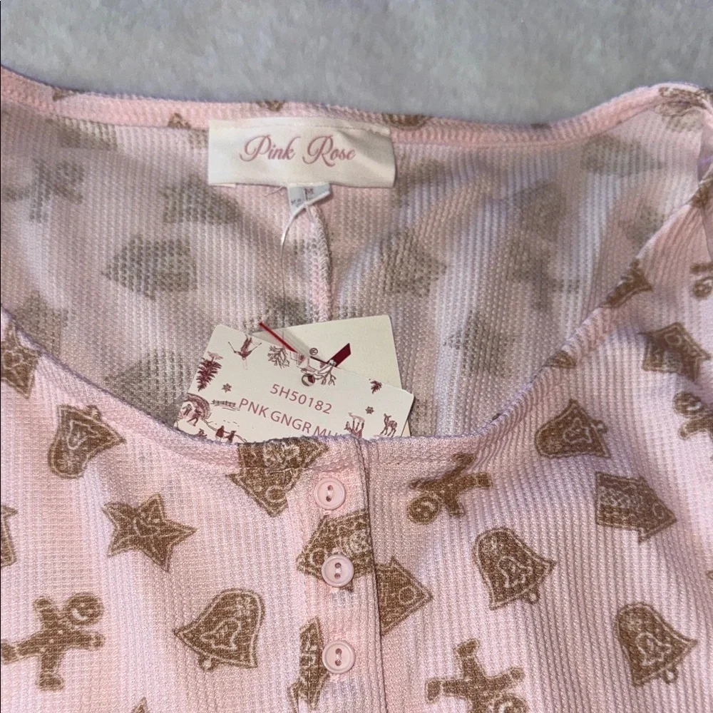 Pink rose  Long Sleeve Button-Up Romper